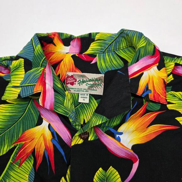 VTG Hilo Hattie Floral Bird Of Paradise Hawaiian Shirt Men Small - Picture 5 of 9